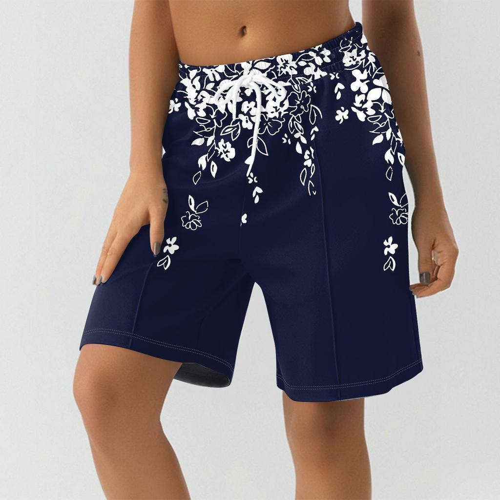 Shorts For Women Printing Workout Running Soft Yoga Shorts With Pockets