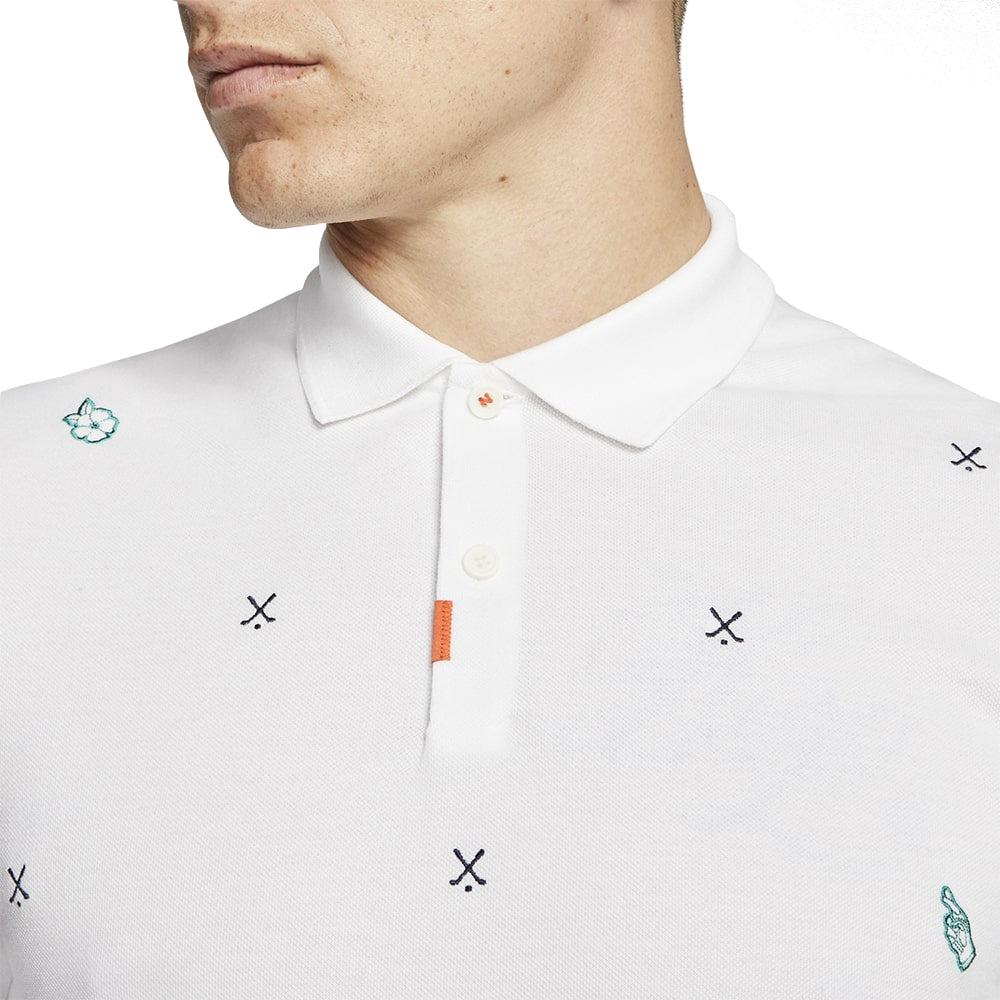 Nike Geometry Pattern Embroidered Short Sleeve Polo Shirt White Men's CI9783-100