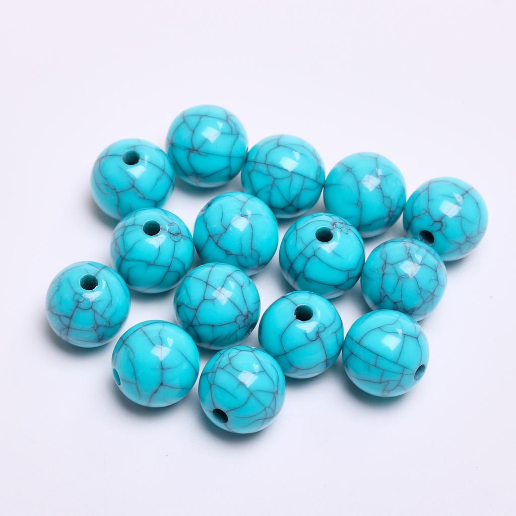 Бирюзовые имитированные каменные круглые бусины для изготовления украшений своими руками, 6-16 мм, 50-5 шт.