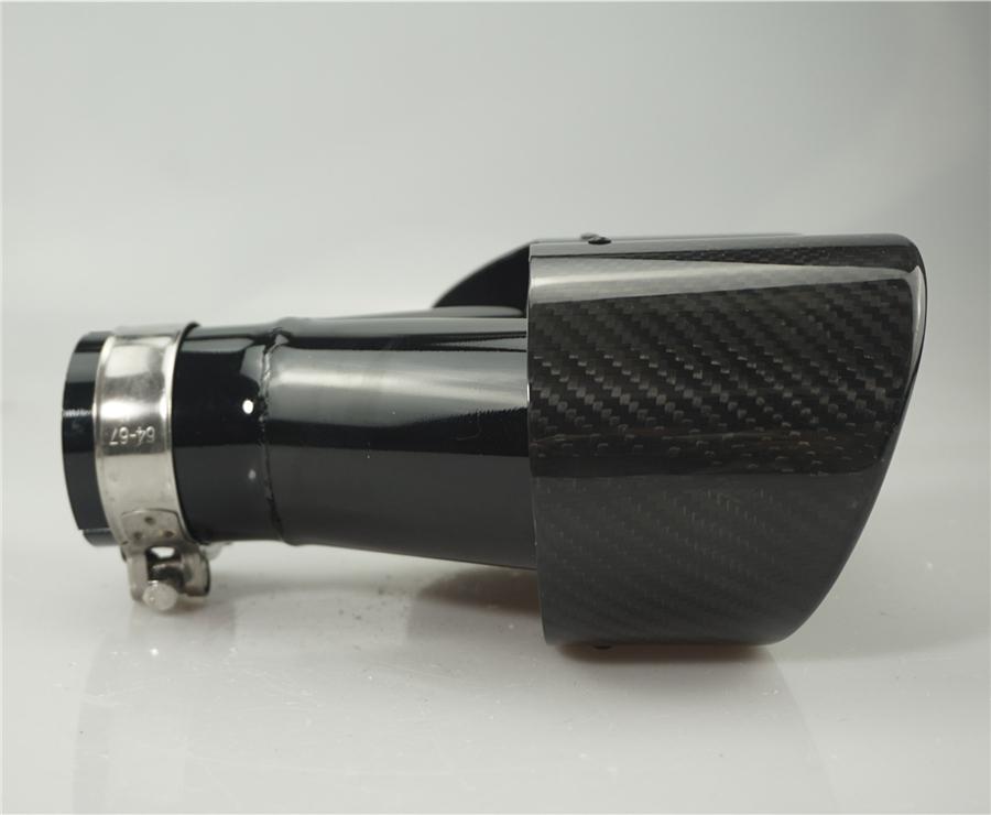 Universal Pair 63mm Inlet 3D Glossy 100% Real Carbon Fiber Car SUV Conjoined Dual Exhaust Pipe Tail Muffler Tip