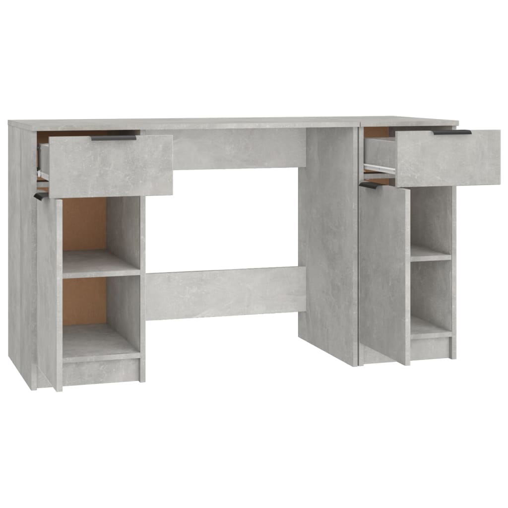 Desk with Side Cabinet Concrete Grey Particleboard