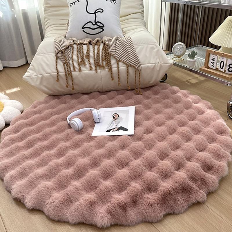Кремовый стиль, круглый плюшевый ковер, одноместное одеяло для дивана, пузырчатая расческа для гостиной, шкаф для макияжа, табурет, подушка 30/40/60/80/100/120 см