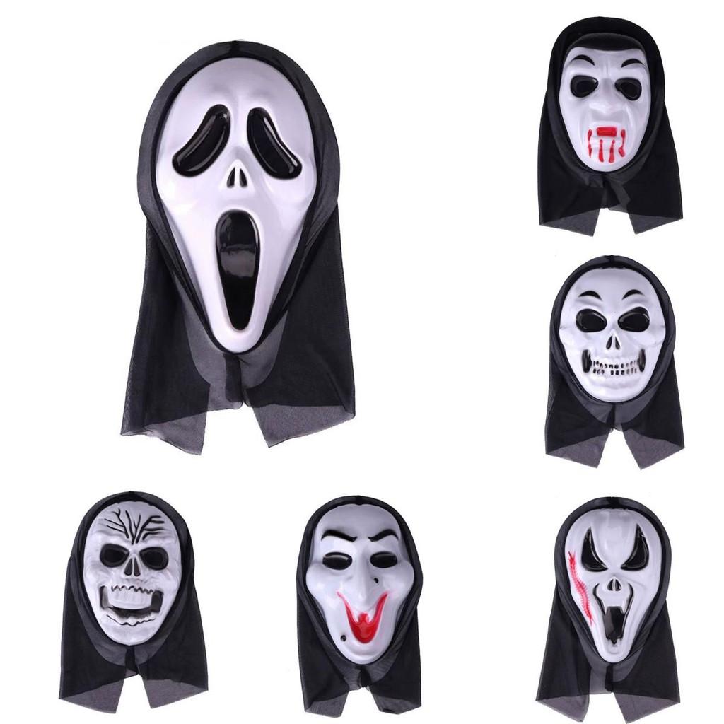 Маска ужаса на Хэллоуин для костюма для вечеринки с пластиковыми лицами призрака и вампира для косплей-мероприятий