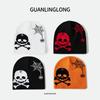 Вязаная шерстяная шапка-бини с черепом на тему Хэллоуина, модная шапка-пуловер для пар на осень и зиму, вязаная шапка от холода с защитой ушей