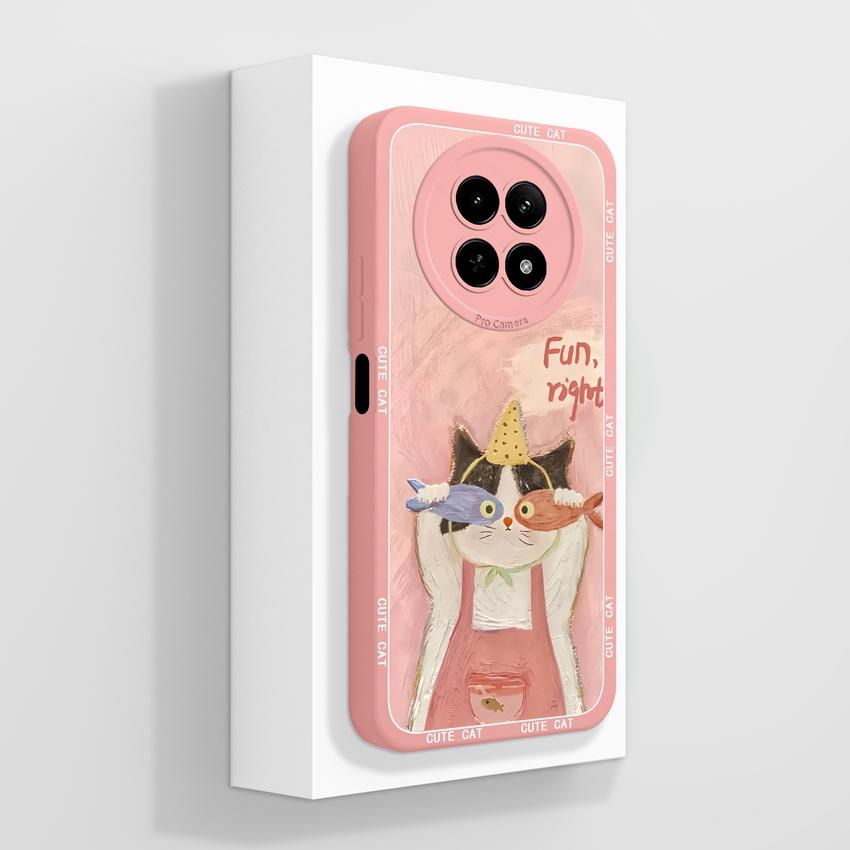 Чехол для Oppo Realme 12 13 14 P1 P2 Pro 14T 12X Сумки для телефона Милые узоры с медвежьими лапками Жидкий силикон Улучшенный пыленепроницаемый защитный чехол для корпуса Oppo