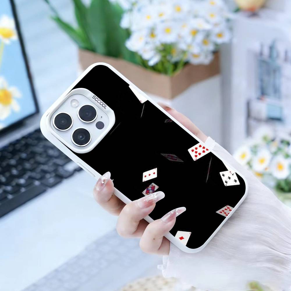p-poker Phone Case For iPhone17, 16,15,14,13,12 Pro Max white Candy Matte Shockproof Cover