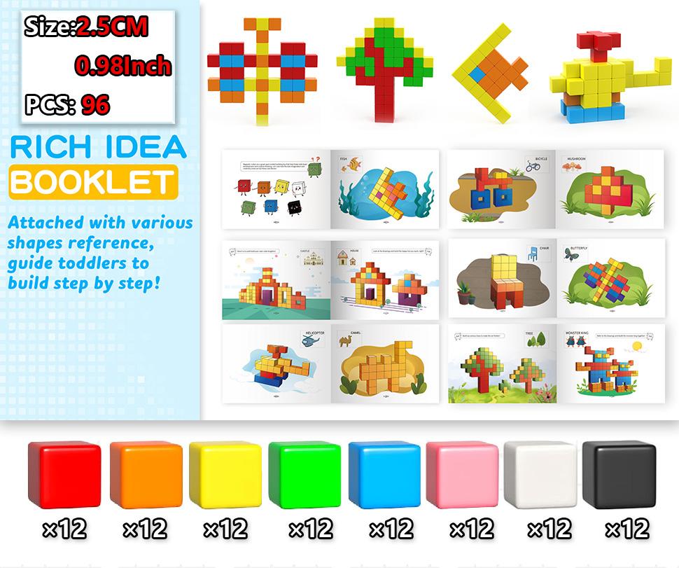 Магнитные строительные блоки Магнитные кубики Образовательные STEM Монтессори-сенсорные игрушки для детей от 3 лет Мальчики и девочки Магнитные игрушки