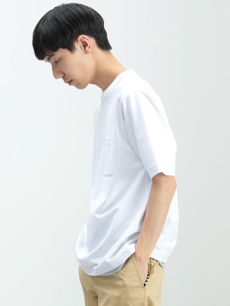 Cool Touch TEE Cool Touch Fake Layer Pocket БЕЛАЯ S 42040339639 [BEAMS HEART] Футболка из натуральной кожи с короткими рукавами для мужчин