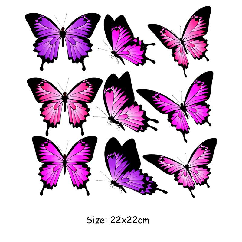 Наклейки с утюгом для трансферов, красивые цветы, Parches, набор бабочек, наклейки для теплопередачи, принт на футболке для девочек, обувь, шляпа, носки