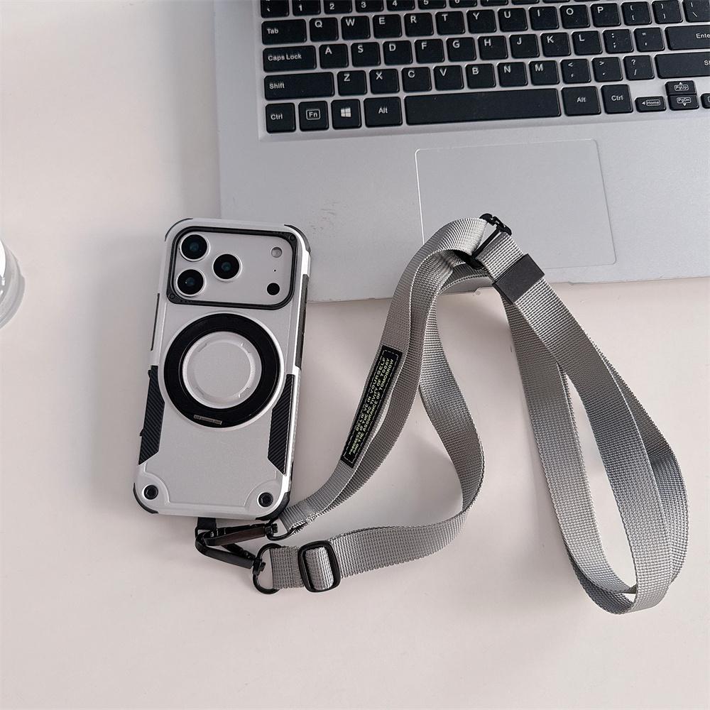 Crossbody Lanyard Shockproof For Magsafe Magnetic Kickstand Phone Case with Detachable Wrist Strap For iPhone 16 17 Pro Max Air