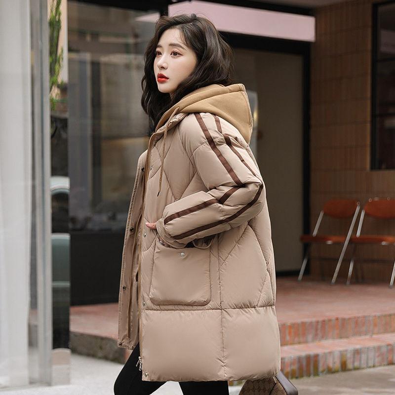 Свободное Теплое Зимнее Пуховое Хлопковое Пальто Женское Длинное Стеганое Пальто Поддельный Двойной Толстое Зимнее Пальто