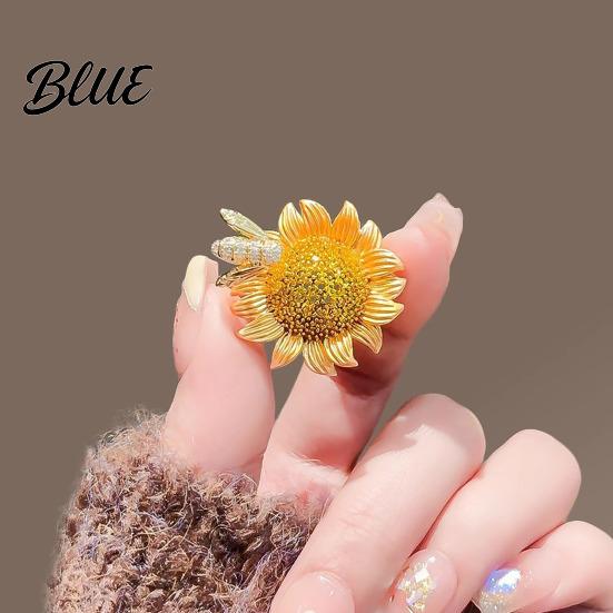 Suits Lapel Pin Rhinestone Bee Sunflower Brooch Zinc Alloy Flower