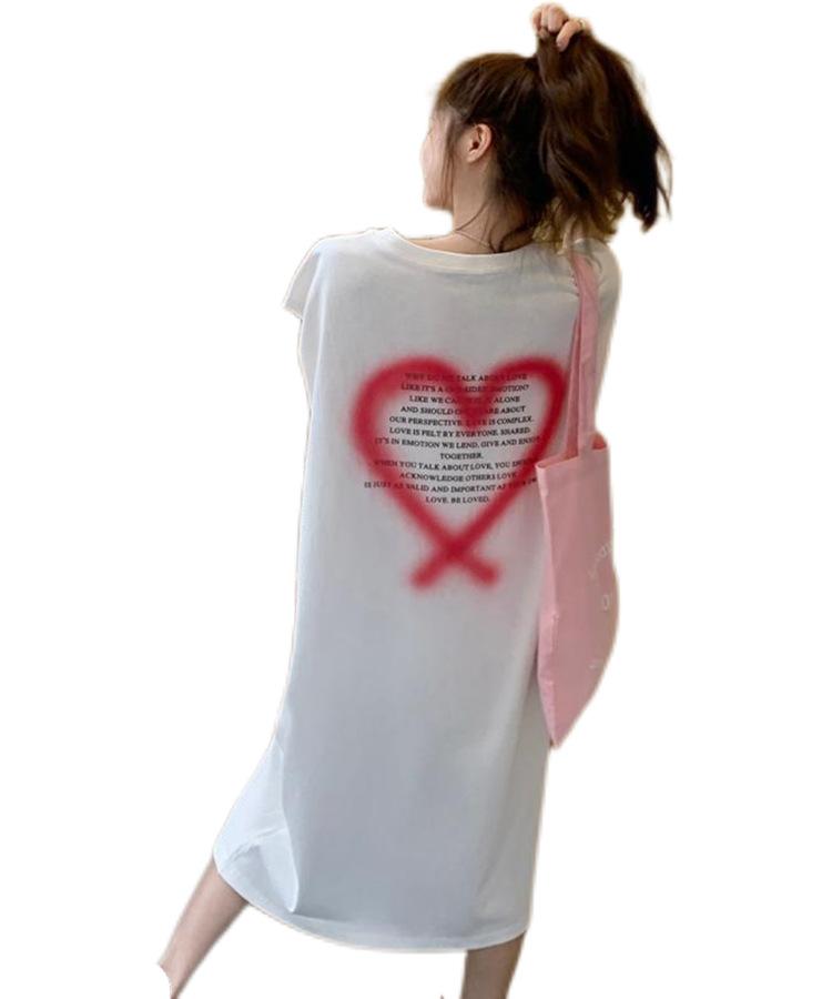 Summer Korean version sleeveless lazy T-shirt long skirt nightdress women's loose dress long knee vest casual skirt
