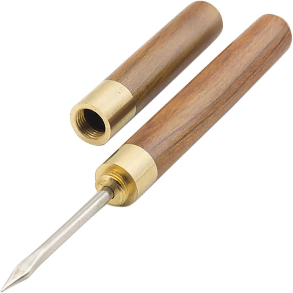2 Pcs Ice Pick with Wooden Handle and Cover, 5.5 Inch Silver Stainless Steel Ice Crusher for Ice Breaking at Home and Bar (small)