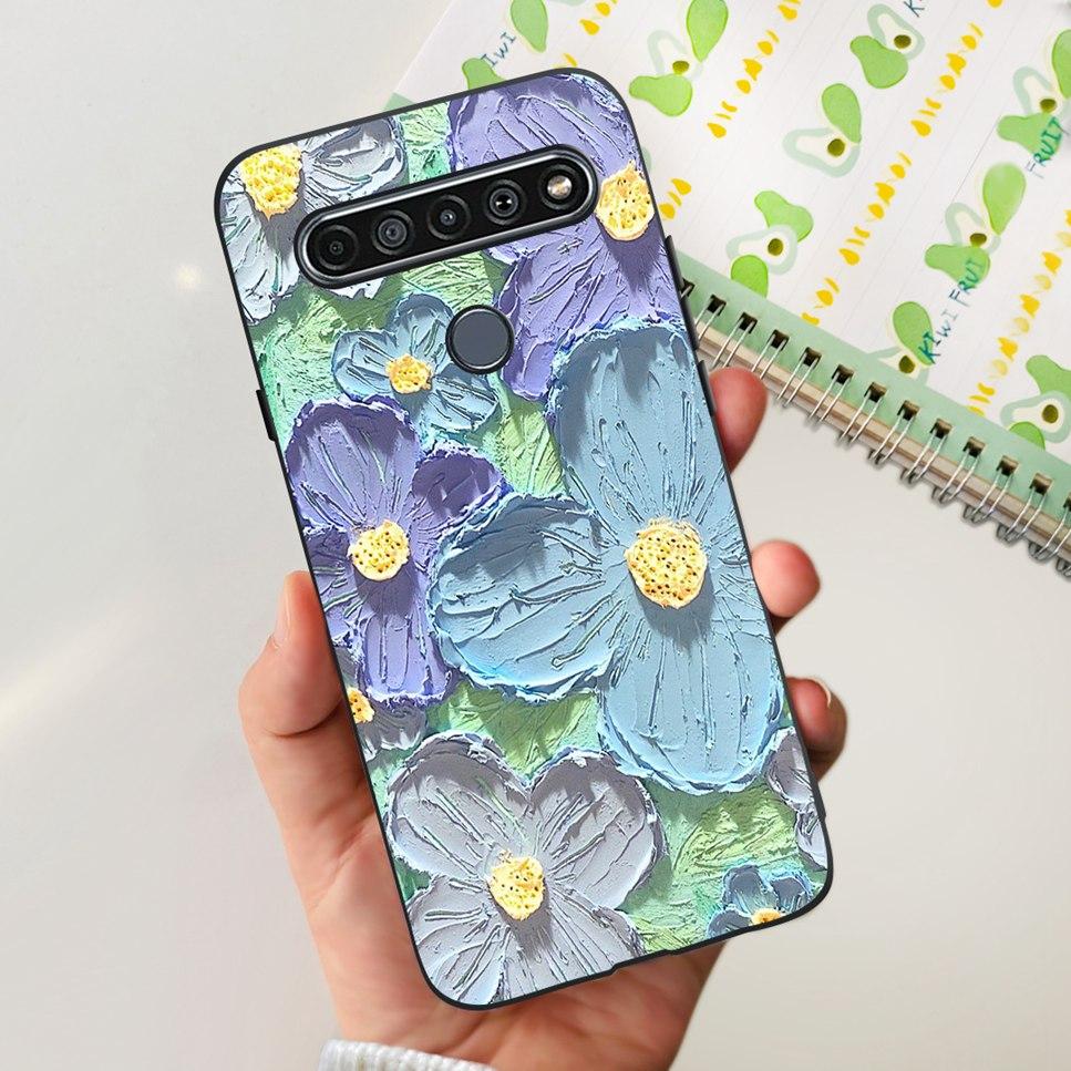 For LG K41S K 41S Case 2020 Black Silicone Cute Fashion Flower Shockproof Bumper For LGK41S LM-K410 Phone Back Cover 6.55" Funda