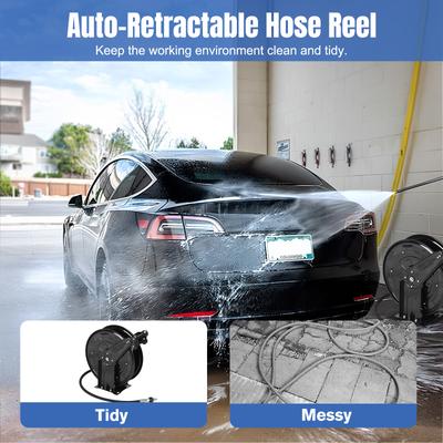 Катушка для шланга мойки высокого давления, выдвижная, катушка для шланга мойки высокого давления с автоматическим сматыванием, сверхпрочная катушка для шланга для воздуха/масла/воды 4000 PSI