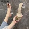 Women's Summer Mid-heeled Non-slip Outer Wear Slippers Korean Version of Thick Heeled Sexy Outer Wear High Heels