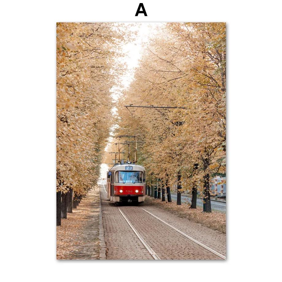 Винтажный осенний пейзаж, осенние растения, постеры, холст, картина, теплые тона, печать, природа, настенные художественные картины, декор интерьера гостиной