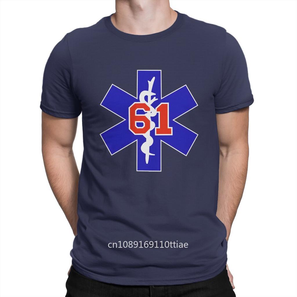 Men AMBULANCE 61 T Shirts Chicago Fire 100% Cotton Clothes Hipster Short Sleeve Crew Neck Tee Shirt Party T-Shirt