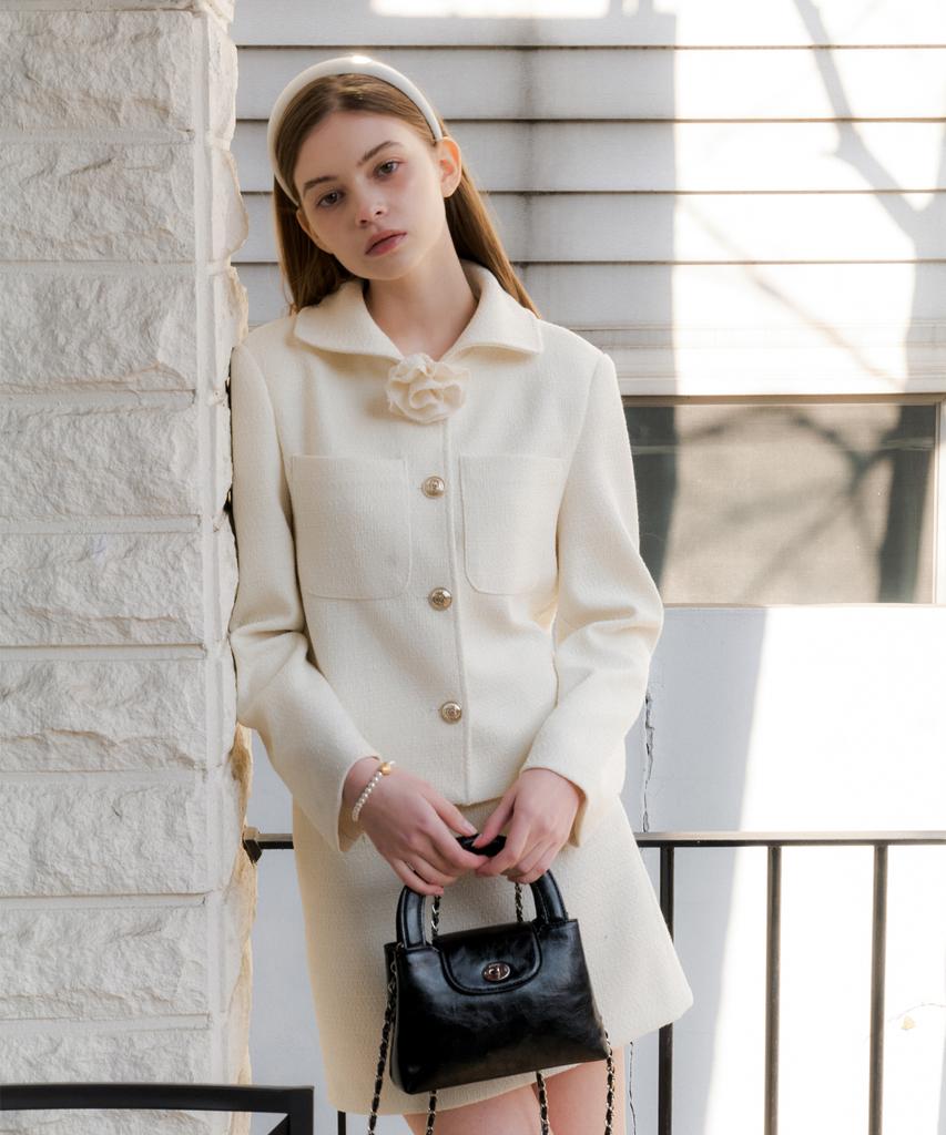 Anoetic Classic Tweed Skirt_Ivory