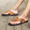 Модные летние новые повседневные кожаные шлепанцы высокого качества, классические шлепанцы с перемычкой, мужские пляжные шлепанцы, уличная нескользящая обувь на мягкой подошве