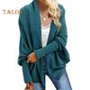 Женский кардиган, пальто без воротника, летучая мышь, длинный рукав, открытый спереди, вязаное пальто, эластичные манжеты, однотонный свободный крой, вязаный кардиган