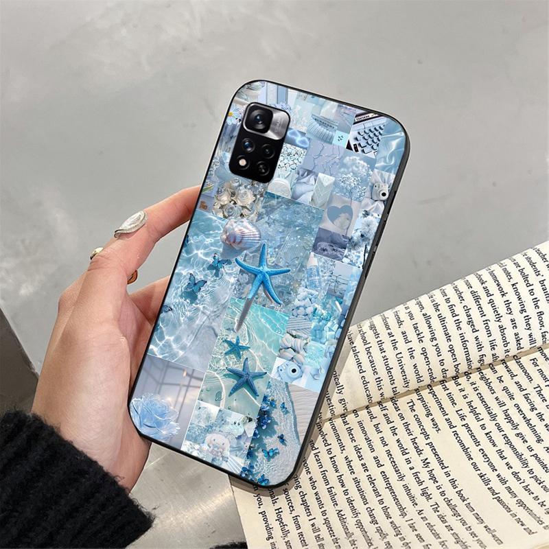 Чехол для телефона для Xiaomi Poco C71 15T 14T Pro Redmi note 15 14 14 13 Pro Redmi A5 15C 13C Ракушка Морская звезда синий Океан