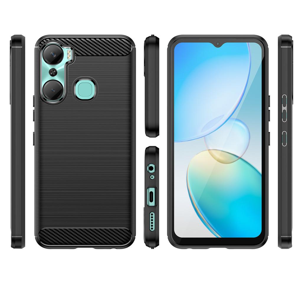 Infinix Hot 12 Pro Carbon Silicone Case - Flexible, Durable, Black Protective Cover