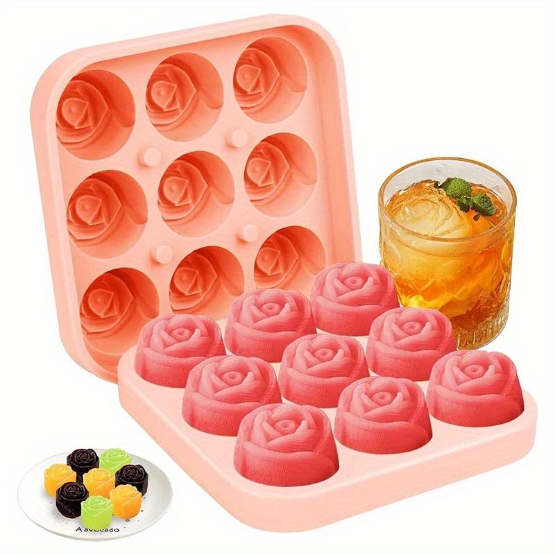 Rose Shape Ice Cube Tray - Food - Grade Silicone, Suitable for Freezer Drinks, Kitchen Accessories & Apartment Essentials