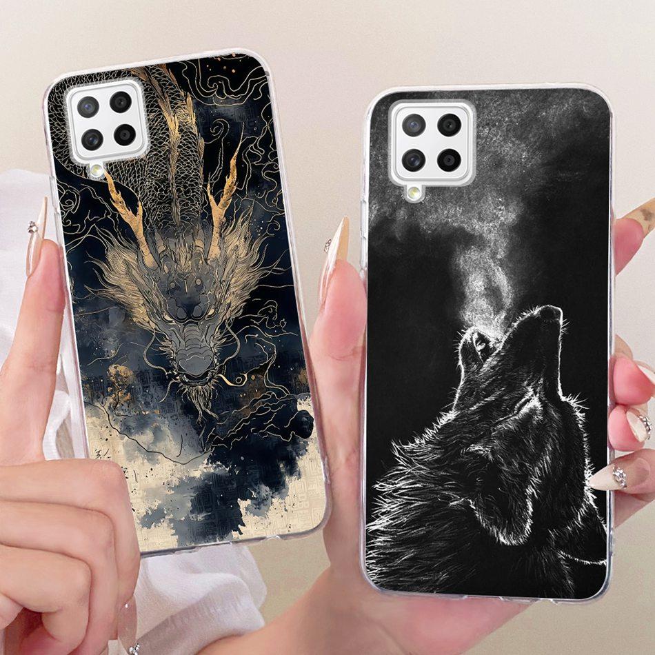 For Samsung Galaxy A22 4G A225F / A22 5G A226B Cool Dragon Tiger Pattern Phone Case For Samsung A22 Soft Silicone TPU Bumpers