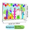 Number Celebration Decor Disposable building block Plates Cups Drinking Straw Cake Flag Balloons Background Holiday Party Suppli