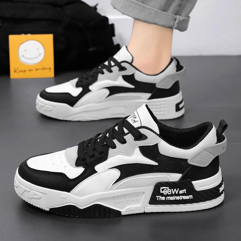 Fashion New Men's Sports Men's Comfortable Platform Shoes 2024 Fashion Lace Up Vulcanized Shoes White Casual Sneakers Zapatillas