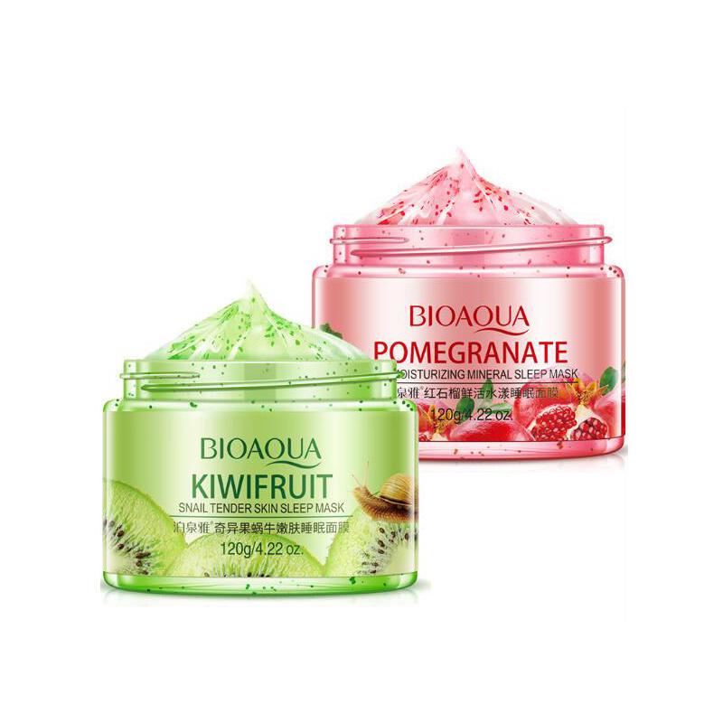 Крем-маска для сна, 120 г, не смываемый, гранат, киви, фрукты, улитка, успокаивающий гель, ночной крем