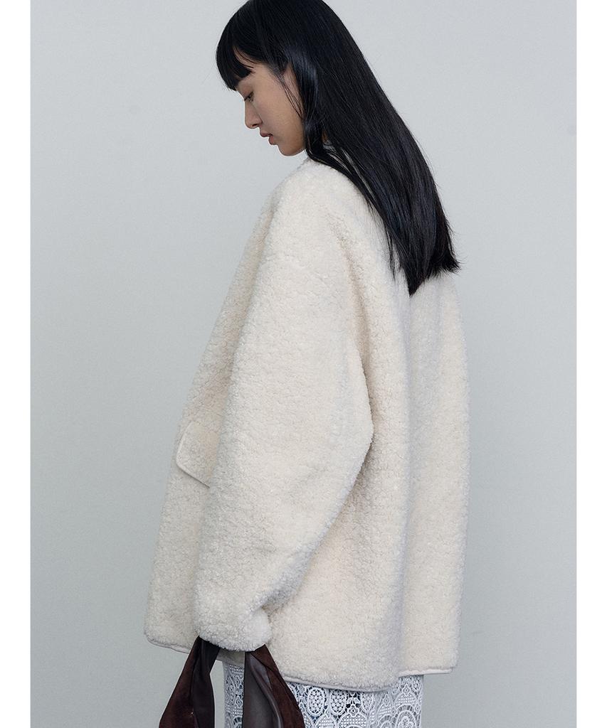 Make A Toast Teddy Half Coat Ivory Mbefct001Iv