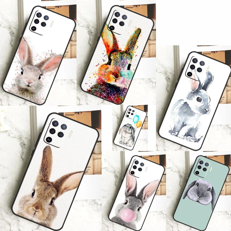 Чехол с милым кроликом для OPPO A57 A57S A77 A5 A9 A53 A52 A72 A96 A76 A16 A54 A74 A94 A38 A58 A78 A15 A17