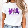 (Футболка высокого качества)Новые Горячие Футболки Мир Любовь Лекарство Осведомленность об Альцгеймере Мода Женщины Девушки Летняя Футболка Повседневная Футболка