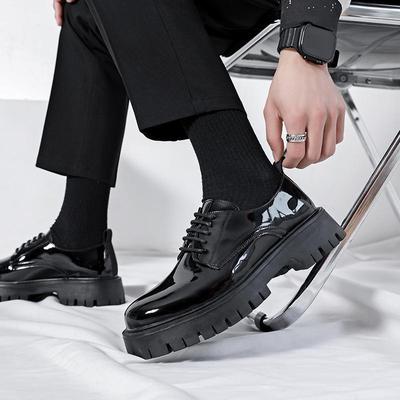 Мужская обувь большого размера, модная глянцевая обувь из кожи с большой головой, трендовая обувь на толстой подошве для увеличения роста, молодежная и молодежная обувь