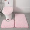 3pcs/set Fluffy Hairs Toilet Lid Cover Rugs Solid Color Shower Carpets Sets  Shower Room