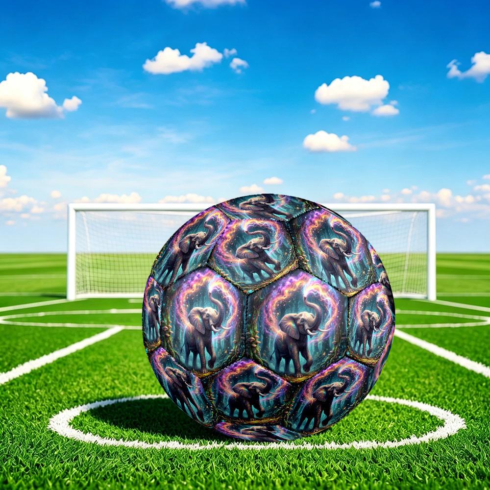 1pc Forest Elephant Theme Soccer Ball Football, Size 5, Lightweight PVC, Outdoor Training Soccer Ball,Sports Gift t61486