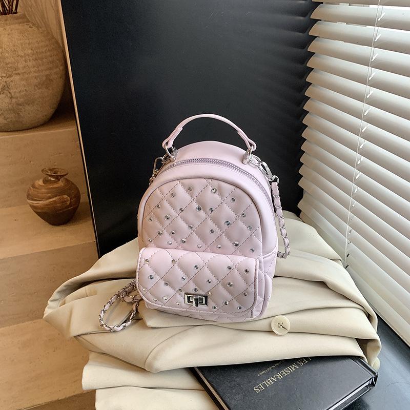 Fashion Portable Small Bag Women's 2025 New Diamond-encrusted Diamond Chain Bag Casual Backpack Women