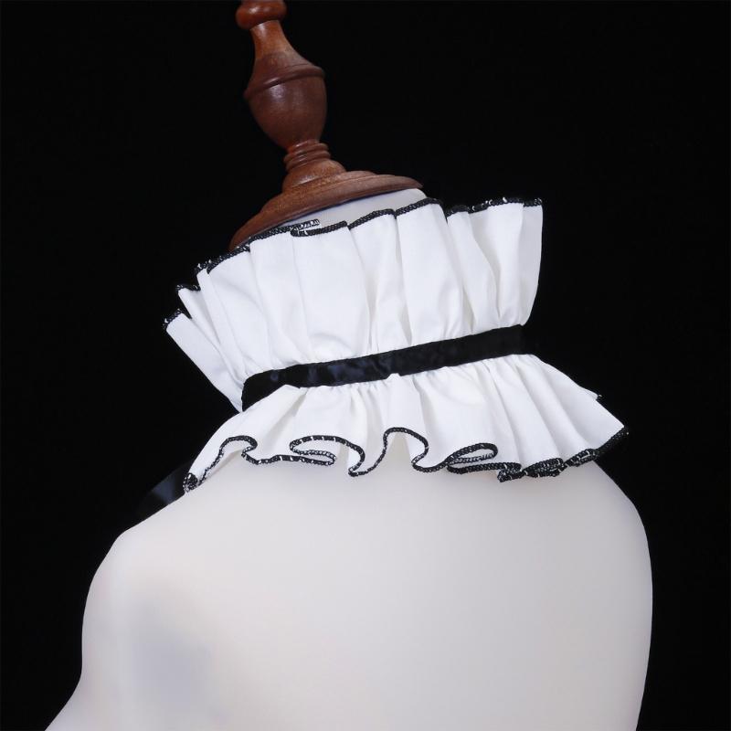 Винтажный воротник с оборками, галстук для косплея для девочек, викторианский воротник-стойка, лацкан, средневековый косплей, викторианский галстук с оборками, воротник