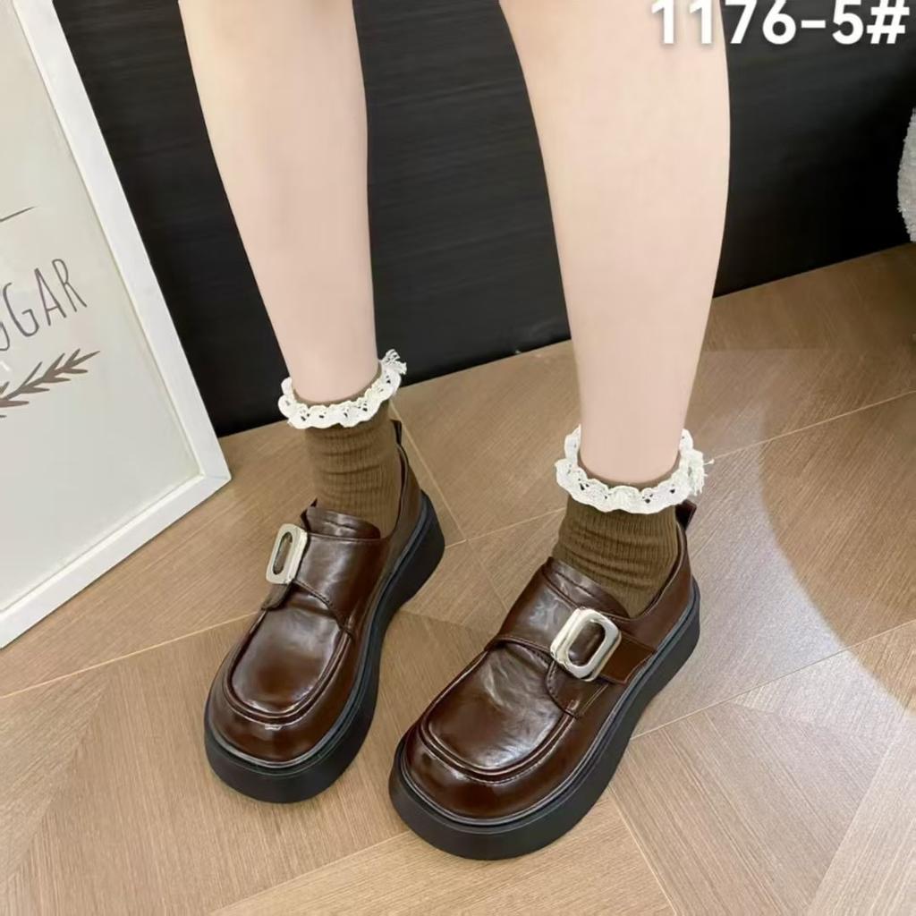 Shorty Le платформа увеличивающая рост маленькие кожаные туфли женские 2025 лето новые толстый каблук ретро британский стиль лоферы JK одинарные туфли