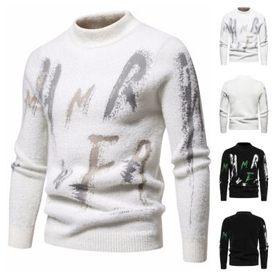 Горячая распродажа, осенне-зимний новый свитер с принтом и круглым вырезом, вязаный свитер, большой размер, свободный свитер