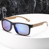 Солнцезащитные очки квадратной формы с ретро-текстурой дерева, 2025: Мужской европейский и американский стиль с цветной пленкой