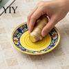 Garlic Serving Dish Ceramic Grinder Plate Bowl, Manual Ginger Fruit Zester Grater Mixing Dish, All-in-One Prep Tray, Modern Minimalist Kitchen