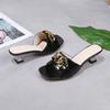 Women Slippers Women's Mules Slides Shoes Female Clear Sandals With Chain Thin Heels Open Toe Outdoor Party Footwear