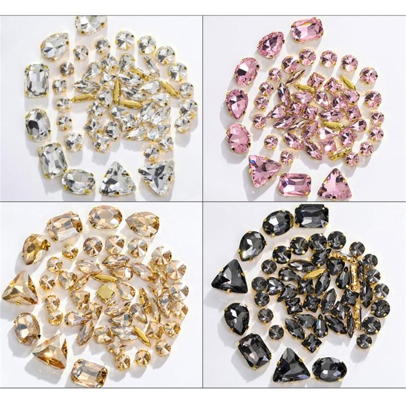 50 шт. Стразы смешанной формы с плоской основой, пришивные драгоценные камни для самостоятельного изготовления обуви, одежды, ювелирных изделий