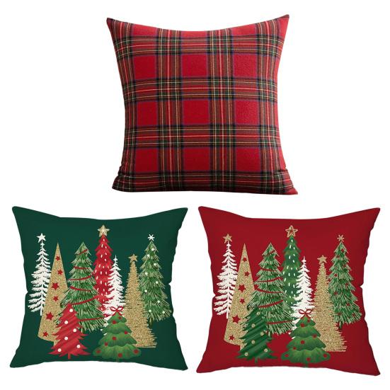 Рождественская клетчатая наволочка Рождественская елка Наволочка со скрытой молнией Клетчатая наволочка для праздничного домашнего декора в стиле фермерского дома