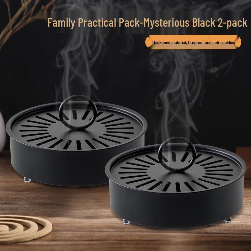 Огнеупорная кованая железная подставка для москитных спиралей с крышкой - Креативная пепельница из углеродистой стали