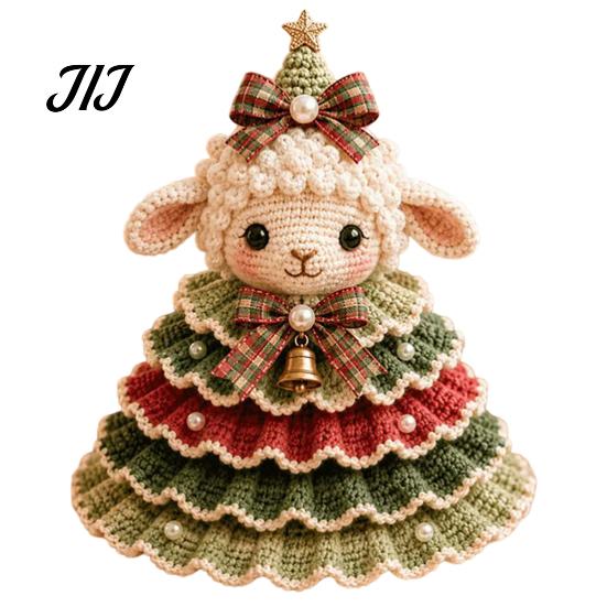 Handmade Birthday Gift Ideas Animal Xmas Tree Crochet Kit, Christmas DIY Cute Ornaments Highland Cow Forest Craft Kit for Beginners, Holiday